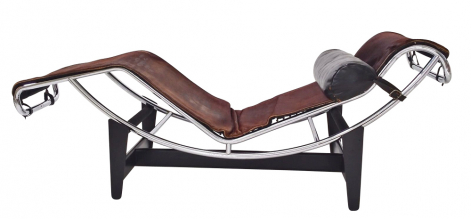 Chaise longue LC4,  design Le Corbusier, ohýbané chromové trubky/kůže,