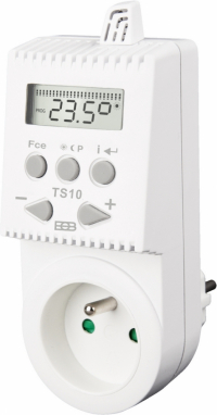 TS10 - Hodí se pro automatické ovládání elektrických topných soustav, jakými jsou konvektory, přímotopy, elektrické topné žebříky nebo desky. Díky automatické teplotní regulaci můžete ušetřit až 30 % energie. Kromě jednoduchého ovládání je výhodou TS10 nastavení až čtyř teplotních změn na den. Každý teplotní program je jiný a umožňuje tak efektivní vytápění různých částí interiéru,