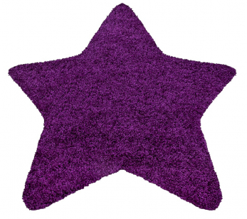 Tvar hvězdy má koberec Star 1300 Lila, 100% polypropylen Shaggy, 160 × 160 cm, cena 2 329 Kč, www.koberce-breno.cz ¨