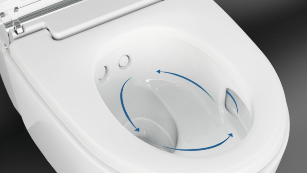 Sprchovací WC Geberit AquaClean v kombinaci s integrovanou jednotkou odsávání zápachu odstraňuje nepříjemný zápach přímo v místě jeho vzniku, tedy v toaletní míse.