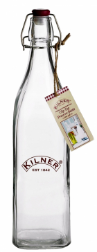 Skleněná láhev (Kilner) s nerezovým klipovým uzávěrem, objem 1 l, cena 195 Kč, www.pottenpannen.cz 