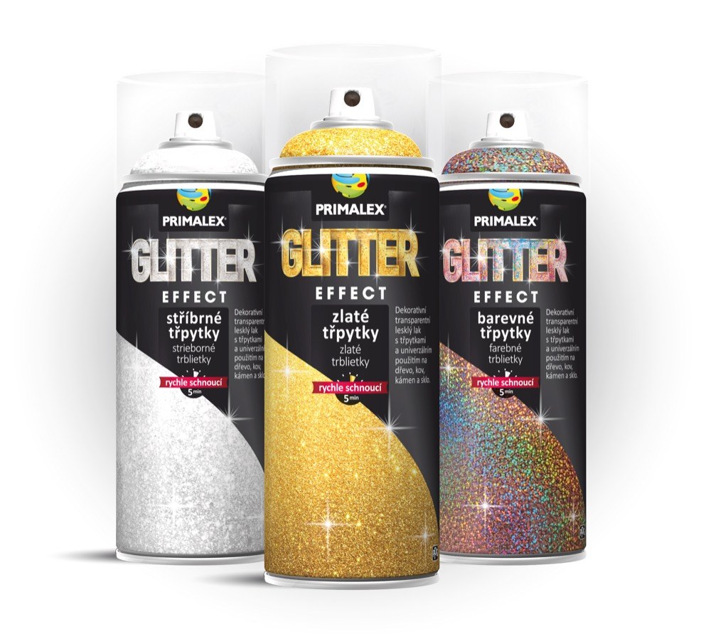 Primalex spreje GLITTER se třpytkami