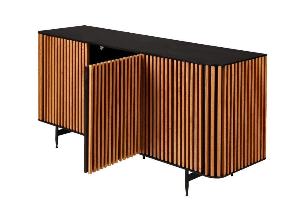 Designová skříňka s dubovou dýhou Linea, 159 × 74 × 45 cm