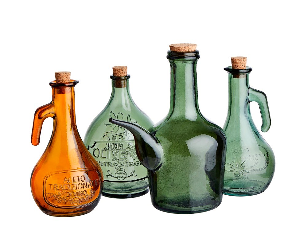Karafy na olej a na ocet San Marino, recyklované sklo, objem 500 ml a 1 l