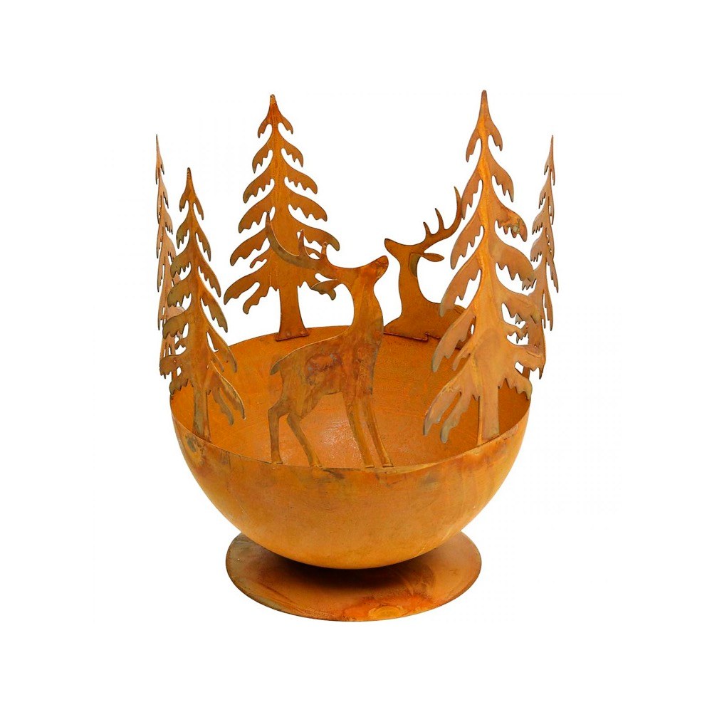 Kovová miska s jelenem, nerezová ocel, 25 × 29 cm