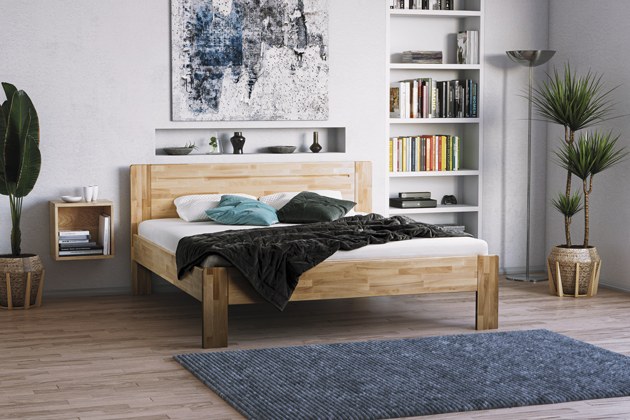 Masivní dřevěná postel s elegantním designem z přírodního buku Amy, provedení BO101, 180 × 200 cm, cena 21 290 Kč