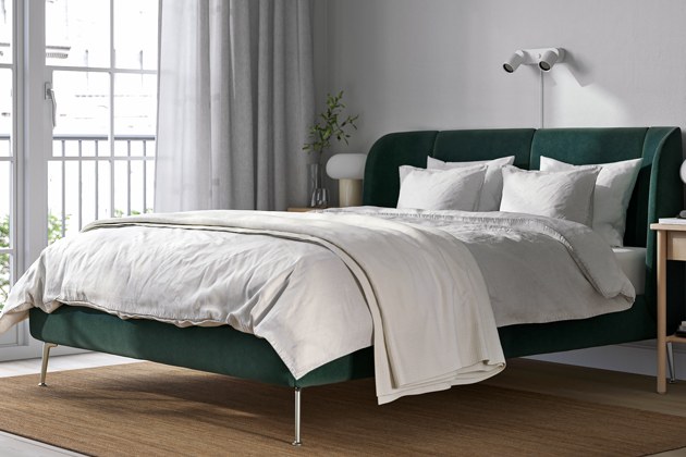 Čalouněný rám postele Tufjord, Djuparp tmavě zelená, 160 × 200 cm, cena 14 990 Kč