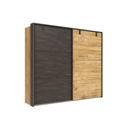 Šatní skříň s posuvnými dveřmi Detroit, prkenný dub / antracitová ocel, 250 cm, cena 18 990 Kč