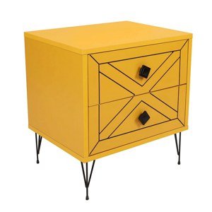 Noční stolek Luna s dvěma zásuvkami, 55 × 50 cm, žlutá, cena 2 860 Kč