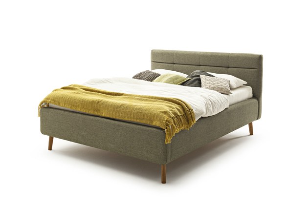 Zelená čalouněná dvoulůžková postel Lotte s úložným prostorem a roštem, 160 × 200 cm, cena 27 990 Kč