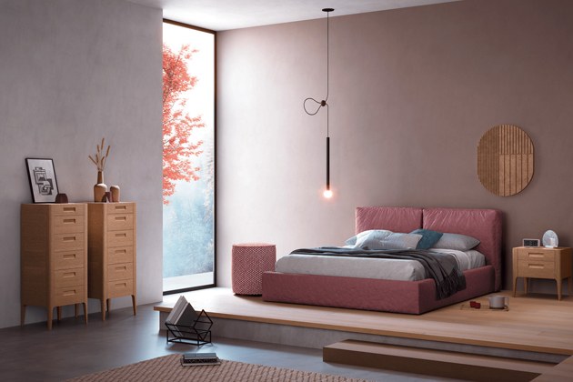 Celočalouněná postel Brick, design italské studio Gherardi, 160 × 200 cm, více velikostí, materiálů, barev, cena od 58 186 Kč