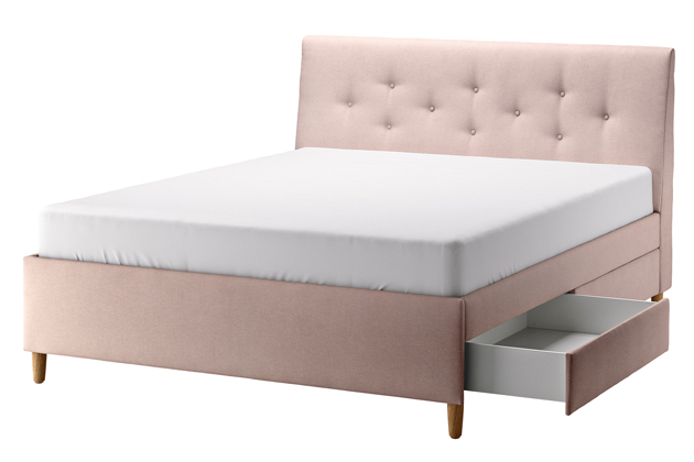 Čalouněná postel Idanäs, Gunnared světle růžová,čtyři úložné díly, 180 × 200 cm, cena 17 990 Kč