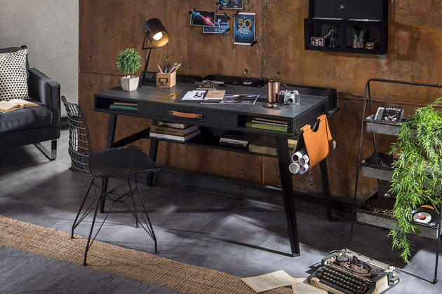 Studentský psací stůl Dark Metal, zásuvka, poličky, kapsář, USB vstupy, cena 9 690 Kč