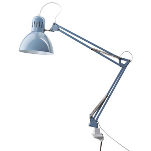 Pracovní lampa Tertial, světle modrá, nastavitelné kovové rameno, cena 499 Kč