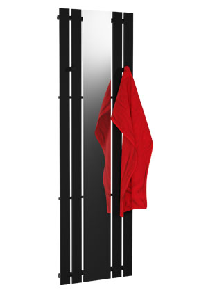 Plochý elektrický radiátor Tokio, 55 × 180 cm, dva háčky na ručníky, 6 190 Kč,