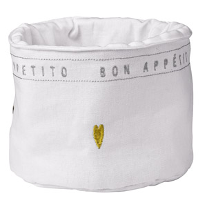 Košík na pečivo s potiskem a výšivkou, 100% bavlna, výplň 100% polyester, 23,5 × 13,5 cm a 17 × 12 cm, cena od 490 Kč