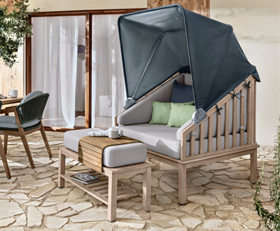 Lounge plážový koš s podnožkou, FSC akáciové dřevo, cena 27 990 Kč