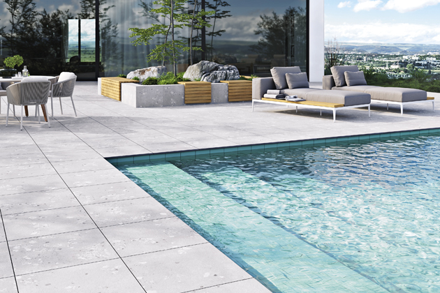 Slinutá keramická dlaždice Castone outdoor, 60 × 60 cm, cena 1 329 Kč/m2, www.rako.cz Slinutá keramická dlaždice Castone outdoor, 60 × 60 cm, cena 1 329 Kč/m2, www.rako.cz