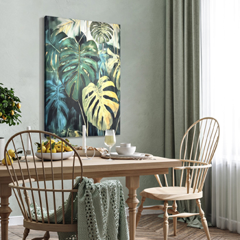 Obraz s ručně malovanými prvky Monstera, 70 × 100 cm, cena 1 849 Kč