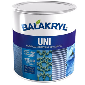 Balakryl Uni je vodou ředitelný vrchní nátěr s maximálně univerzálním využitím, lze aplikovat na kov, dřevo, ale také na beton, PVC, omítky a další druhy povrchů doma i na zahradě