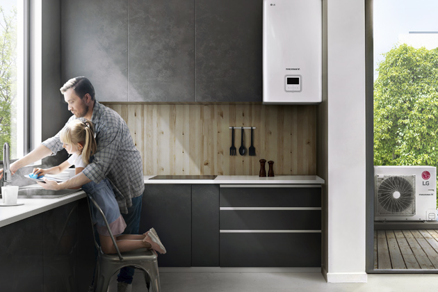 Tepelné čerpadlo vzduch-voda Therma V s topným výkonem 5–16 kW dokáže pracovat i v zimě při teplotách okolo –25 °C