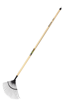 Vějířovité hrábě na listí s pracovní šířkou 47 cm a násadou z lakovaného dřeva, cena 459 Kč