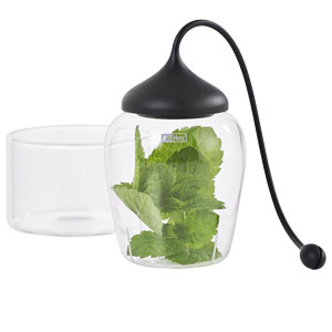 Infuzér na čaj Fusion , borosilikátové sklo, silikon, Ø 7,5 cm, výška 11,5 cm, cena 605 Kč