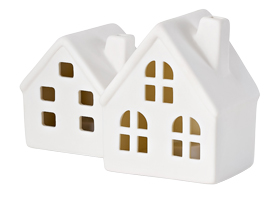 Dekorační domečky s LED, teplé bílé světlo, keramika, cena 299 Kč / 2 ks