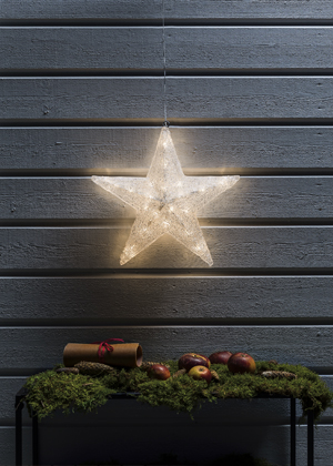 Akrylová LED hvězda, k zavěšení, 40 × 40 cm