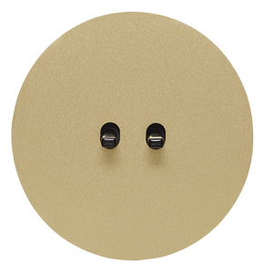 Designový vypínač Vectis Round s dvěma páčkami a magnetickým rámečkem v barvě broušeného zlata, cena 1 742 Kč