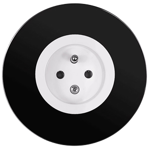 Zásuvka z designové řady Retro s černým skleněným rámečkem, cena 1 033 Kč