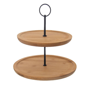 Dvoupatrov&yacute; serv&iacute;rovac&iacute; stojan z kovu a bambusov&eacute;ho dřeva, cena 349 Kč