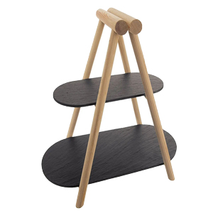 Dřevěn&yacute; serv&iacute;rovac&iacute; stojan s břidlicov&yacute;mi deskami, cena 499 Kč