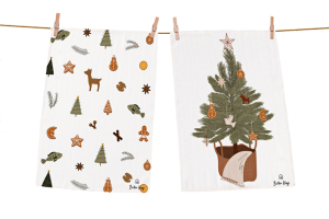 Sada dvou bavlněných utěrek Ready for Christmas, cena 600 Kč