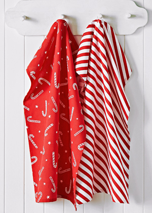 V&aacute;nočn&iacute; sada čtyř bavlněn&yacute;ch utěrek Candy Cane, cena 459 Kč