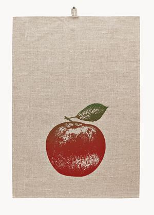 Lněn&aacute; utěrka na n&aacute;dob&iacute; Apfel s ručně ti&scaron;těn&yacute;m motivem, cena 529 Kč