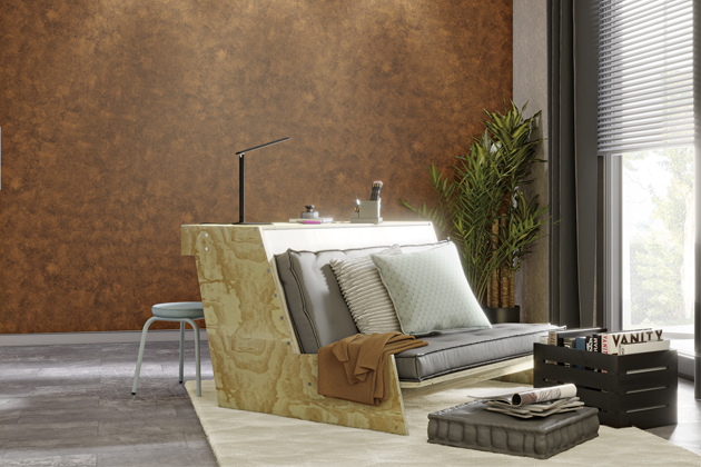 T&oacute;novan&aacute; barva Rust s popul&aacute;rn&iacute;m efektem rzi, objem 2,5 l, cena 519 Kč, www.hornbach.cz