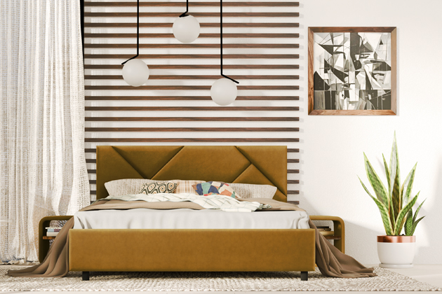 Luxusn&iacute; čalouněn&aacute; postel Vegas, proveden&iacute; wooden oak, Seven Ocre, 180 &times; 200&thinsp;cm, cena 30&nbsp;219&thinsp;Kč