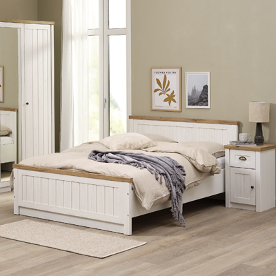 R&aacute;m postele Markskel v&nbsp;kombinaci  dub s b&iacute;lou, 180 &times; 200&thinsp;cm, cena 11&nbsp;999&thinsp;Kč, 