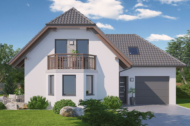 Klasický rodinný dům N-14 ve tvaru L, dvoupodlažní stavba, dispozice 5+1+G, užitná plocha 144,8 m2