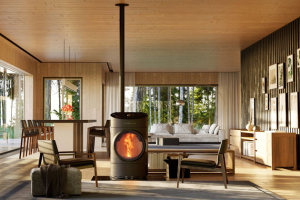 Krbová kamna Clou na pelety, automatické zatápění a přikládání, ovládání otočným ovladačem, možnost wi-fi modulu k ovládání na dálku, cena 155 567 Kč