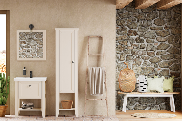 Umyvadlová skříňka ANTIK 70, umyvadlo Grace 70, vysoká skříň ANTIK 53, zrcadlo ANTIK, osvětlení ANTIK