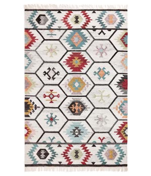 Koberec Kelim s&nbsp;geometrick&yacute;m motivem, 100% vlna, cena 3&nbsp;934&thinsp;Kč