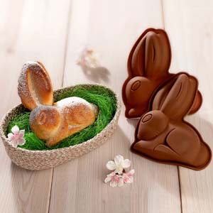 Dvoud&iacute;ln&aacute; forma na pečen&iacute; Zaj&iacute;ček, silikon, 16 &times; 14 &times; 3 cm, cena 179 Kč