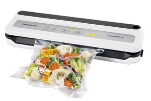 Vakuovac&iacute; sv&aacute;řečka GrandCHEF, pro f&oacute;lie i uzav&iacute;rateln&eacute; s&aacute;čky, vyj&iacute;mateln&aacute; řezačka f&oacute;li&iacute;, cena 2 499 Kč