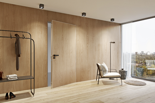 Bezfalcov&eacute; bezpečnostn&iacute; dveře SD104 ve&nbsp;skryt&eacute; z&aacute;rubni, ocelov&aacute; kostra, tepeln&aacute; i&nbsp;zvukov&aacute; izolace, pož&aacute;rn&iacute; odolnost až 45 minut, hi-tech doplňky,