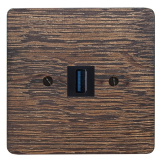 Nexa hranat&aacute; dřevo, dub tmav&yacute;, z&aacute;suvka usb čern&aacute;,