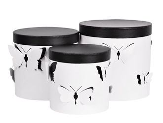 Pap&iacute;rov&eacute; &uacute;ložn&eacute; boxy s mot&yacute;ly, sada tř&iacute; kusů, &Oslash; 21 &times; 21 cm, &Oslash; 19 &times; 19 cm, &Oslash; 16 &times; 16 cm, cena 652 Kč