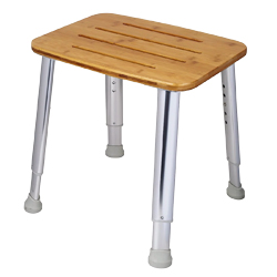Stolička do sprchy z kolekce Anima, bambus, hlin&iacute;k, nastaviteln&aacute; v&yacute;&scaron;ka 38 a 48 cm, cena 1 999 Kč