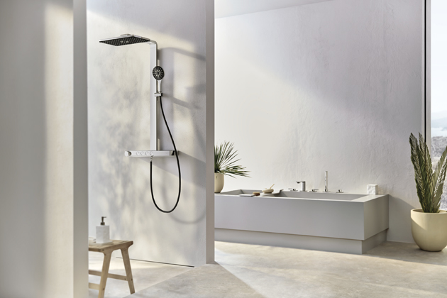 Sprchov&yacute; syst&eacute;m s termostatem Rainshower Aqua Pure, proudy &ndash; jemn&yacute; Rain, vzduchem obohacen&yacute; Rain+ a ActiveMassage, 